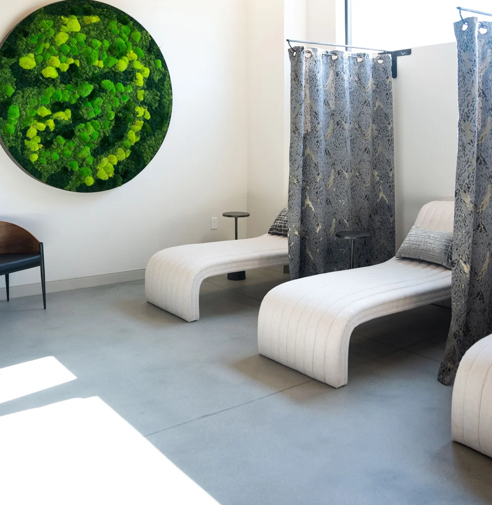 Interior photo at Renu Medispa in Boise, ID showing privacy day beds for IV therapy